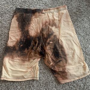 Hand bleached biker shorts